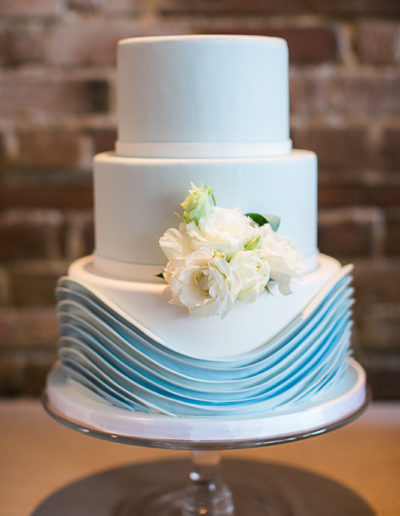 Courtyard and Cobblestones, Wave Cake, Satin Ice, Wedding Cake